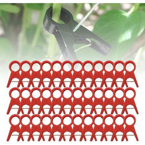 Pinzas de soporte para plantas, pinzas de soporte de plástico resistentes, pinzas de jardín reutilizables para plantas trepadoras de exterior, pinzas de soporte para plantas de tomate (100 unidades, r