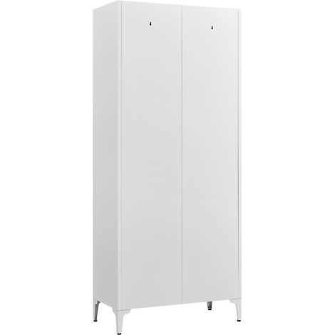 Armario de almacenaje metálico blanco de 2 puertas con 3 baldas ajustables (1/5)