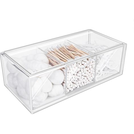 Boite De Rangement Acrylique - Transparent - Pour Maquillage Et Cosmetiques - 20 5 X 10 5 X 7 5 Cm - 1 Unite