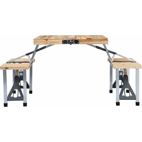 vidaXL Mesa de camping plegable con 4 asientos acero aluminio (1/2)