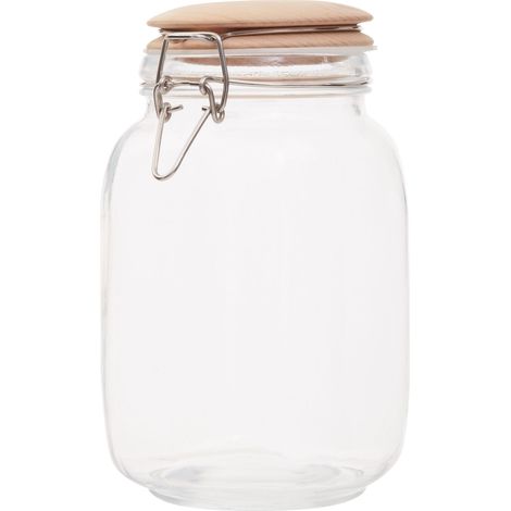 Premier Housewares Square Glass Jar With Wooden Lid - 1550Ml (1/5)
