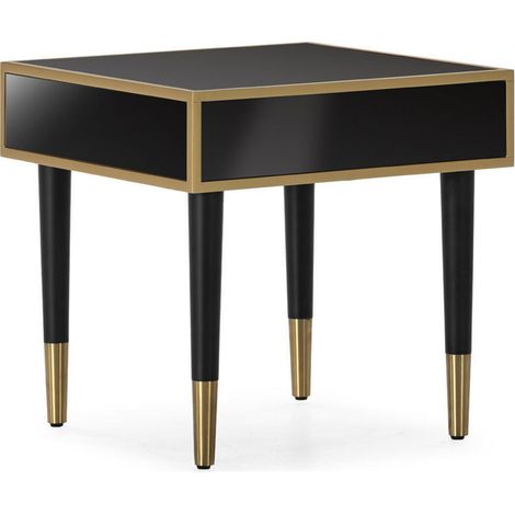 Table de chevet noire et dorée miroir chic - noir et doré (1/4)