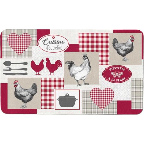Tapis de Cuisine Mousse "Vickie" 45x75cm Rouge (1/2)