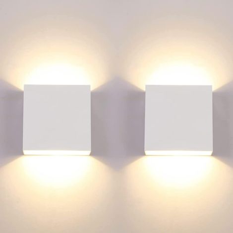 2 x LED Wall Light 7 W Modern Interior 3000 K Square White Decor (1/5)