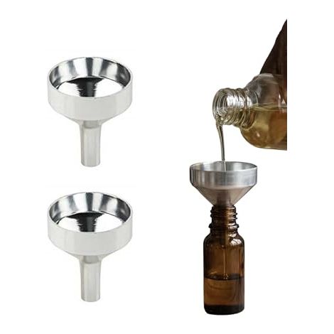 Mini-Aluminiumtrichter, kleine wiederverwendbare Mehrzweck-Abfülltrichter zum Umfüllen von Flüssigkeiten, Parfums, Ölen, Emulsionen und Kosmetika, Silber - (1/5)