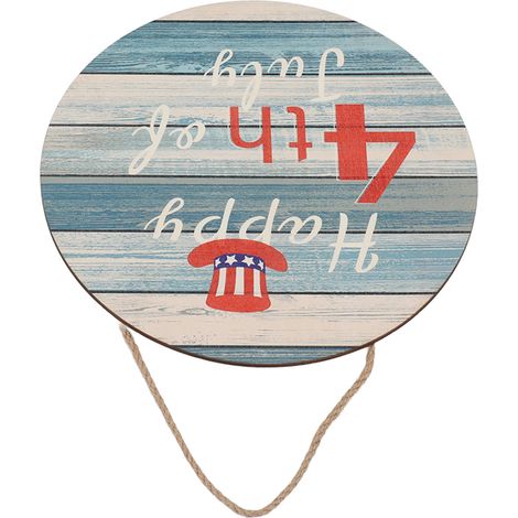 Wanddekoration aus Holz zum amerikanischen Unabhängigkeitstag, runder Anhänger mit USA-Flagge, patriotisches Partyaccessoire, dekoratives Schild für Zuhause (Modell D) (1/5)
