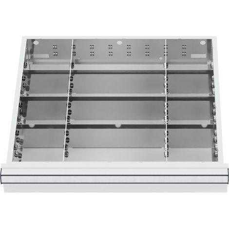 Compartimentage de tiroir STIER, séparations en métal, BLH 200-300 mm, dimensions intérieures 500x450 mm, 12 casiers, 6 x TW 125