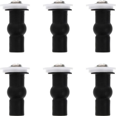 Vis de fixation robustes noires pour abattant toilette (6 pièces), accessoires en plastique et (1/5)