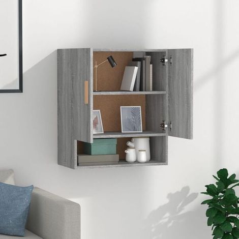 Meuble de Rangement Mural en Bois d'Ingénierie, Style Moderne Gris Sonoma, 60 x 31 x 70 cm, Étagère Murale de Stockage pour Salon, Cuisine ou Bureau (1/5)