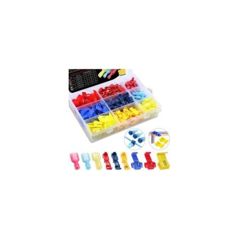 160-teiliges elektrisches Schnellverbinder-Set, 60 T-Abzweigverbinder + 60 vollisolierte Klemmenverbinder + 40 Schnellverbinder (Rot/Blau/Gelb) - Crezuo (1/5)