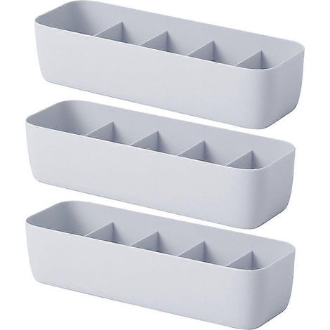 Lot de 3 boîtes de rangement empilables en plastique à 5 compartiments pour chaussettes, sous-vêtements et culottes (1/5)