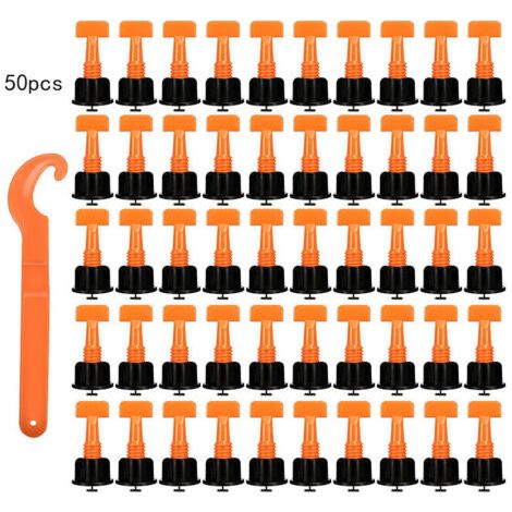 Kit De Système De Nivellement De Carreaux Avec 50 Pièces D'entretoises De Nivellement De Carreaux De Carreaux Kit D'outils D'installation De Carreaux Réutilisables,Orange (1/5)
