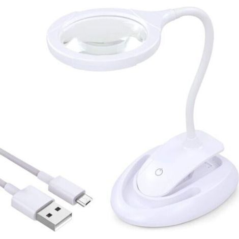 Magnifying Lamp with Light, 5X 10X Magnifying Lamp with Stand and Clip, Rechargeable and Adjustable Brightness Desktop Magnifying Lamp for Close Reading, Hobby Crafts, Workbench, Sewing - RAPANDA (1/5)