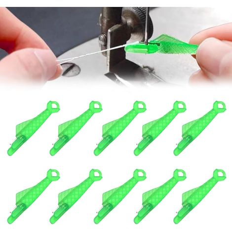 Set di 10 accessori per infilare ago e filo in macchine da cucire, macchine automatiche per l'infilatura dell'ago e accessori da cucito in plastica.