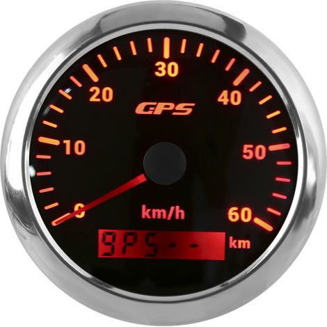 Compteur GPS 85mm 0-60km/h Écran LCD Rétroéclairage Réglable Indicateur de Vitesse pour Auto Bateau 9-32V DC Noir (1/5)