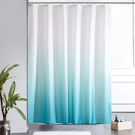 c Rideau de Douche Anti Moisissure Tissu Lavable en Machine Rideau de Bain Textile Imperméable en Polyester Design avec 12 Crochets 180x180cm Turquoise Dégradé (1/5)