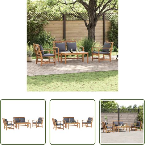 Meuble de jardin - Ensemble de canapé de jardin 4 pcs Naturel Bois de teck massif (1/5)