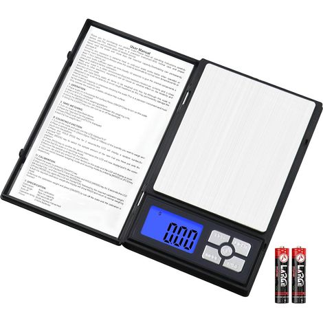 UNIWIGH Balance de haute précision 0.01g,Balance de poche 500g，Cuisine Poids numérique Gram et OZ pour l'alimentation,Bijoux, café, cuisson, médecine, poudre, avec écran LCD rétro-éclairé, tare (1/5)