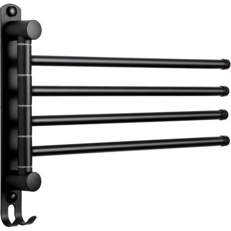 Handtuchhalter mit 4 drehbaren 180°-Stangen, Edelstahl SUS304, Wandmontage, für Küche/Spüle – Schwarz (1/5)