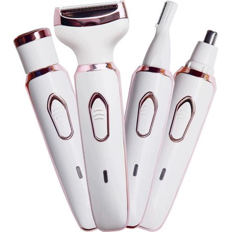 Kit rasage électrique 4-en-1 pour femmes, épilateur bikini multifonction, tondeuse intime rechargeable, coupe- poils précis, ensemble soin féminin (1/4)