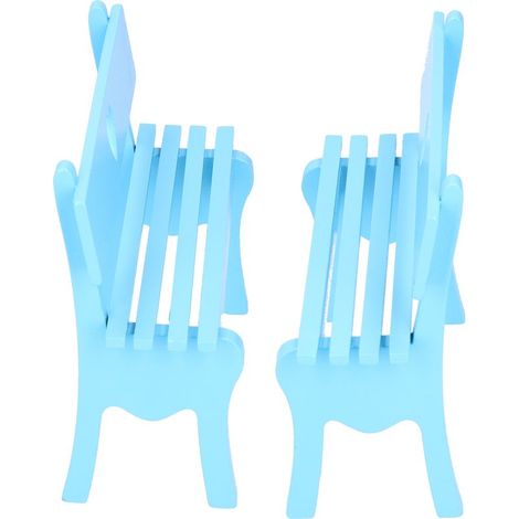Lot de 2 petites chaises décoratives en bois, style artisanal original, pour la maison ou le bureau (bleu). (1/5)