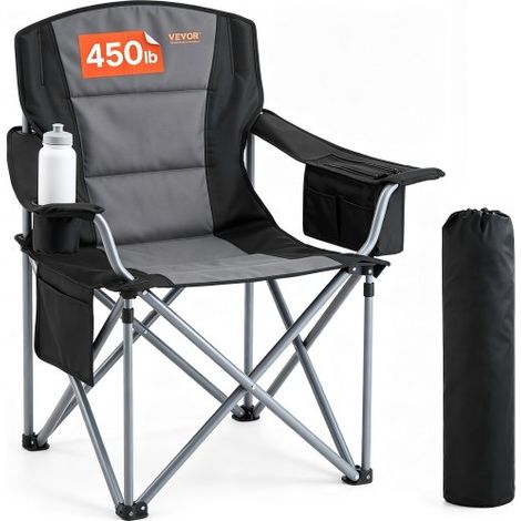 Chaise de Camping Pliante en Plein Air 98x63x99 cm Chaise de Pêche Extérieur en Inox Charge 158 kg Siège Pliant Portable Léger avec Porte-Gobelet 3 Sacs de Rangement pour Pique-Nique Randonnée (1/4)