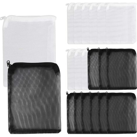 Lot de 20 sacs filtrants pour aquarium, sacs filtrants en maille à fermeture éclair pour aquariums et étangs, blanc et noir. (1/5)