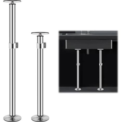 Undermount Sink Brackets - Stainless Steel Support, 45-79cm Adjustable Pole, Repair Kit (2 Pack) (1/5)