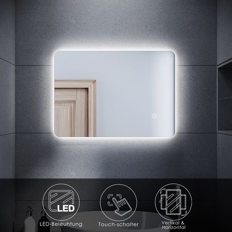SONNI LED Spiegelschrank Badezimmerspiegel wandschrank Badschrank 50x70cm kaltweiß licht Touch Energiesparender IP44