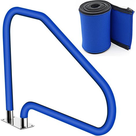 Housse de main courante de piscine avec fermeture éclair, manchon de sécurité antidérapant pour poignées d'échelle creusées, 3 m, bleu (1/5)
