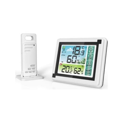 Station météo sans fil avec capteur intérieur extérieur Hygromètre thermomètre numérique avec grand écran LCD pour la maison et le bureau (1/5)