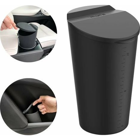 Kleiner Auto-Mülleimer mit Deckel – Getränkehalter fürs Auto – Taschenformatiger Mülleimer für die Autotür – Mülleimer für Auto, Zuhause, Büro – Schwarz (1/4)