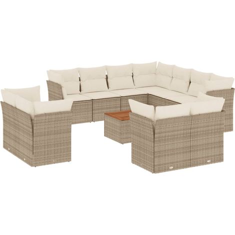 Maison Exclusive - Salon de jardin avec coussins 12 pcs beige résine tressée (1/5)
