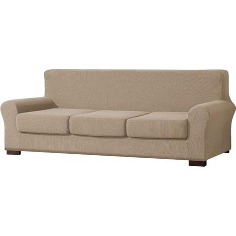 Jacquard Sofa Covers Cushion Covers, Stretch Sofa Cover 3 Seater Sofa Covers Cushion Covers (Sand, 3 Seater) (1/5)
