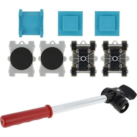 8Pcs Kit de Deplace Meuble Lourd Sans Effort,Roulettes pour Meubles avec 1 Tige de Levage et 4 Roulettes de Déplacement,Outil de Déplacement Meubles Charge maximale 200 kg (1/5)