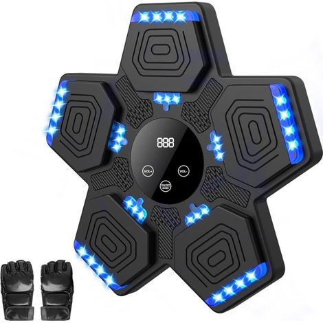Machine Boxe Musicale, Music Boxing Machine avec Gants, LED Boxe Mural Musique avec Bluetooth, Intelligente Beatpunch, Comptage Intelligent, pour Adultes Et Enfants
