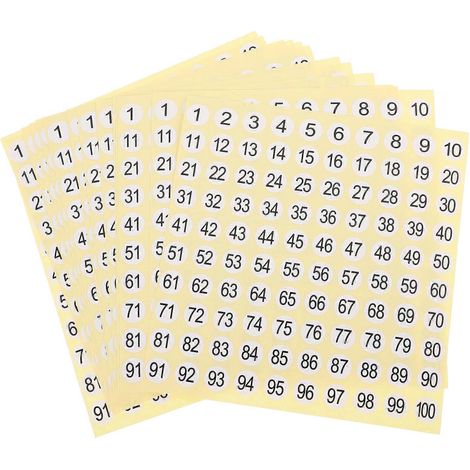 15 feuilles d'étiquettes autocollantes rondes numérotées - Étiquettes de taille de vêtements-1X1CM (1/3)