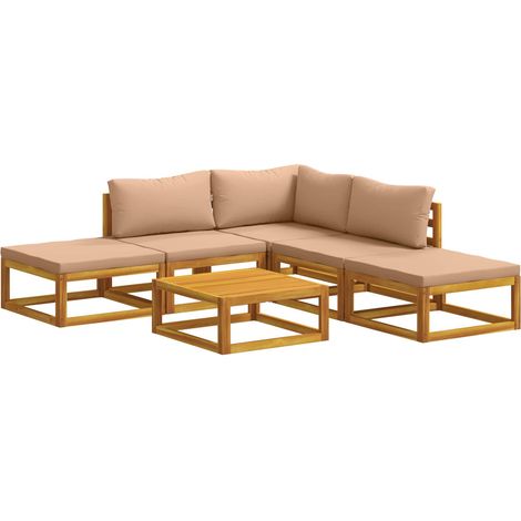 Sofa Set 6 pcs Natural Solid Acacia Wood vidaXL (1/5)
