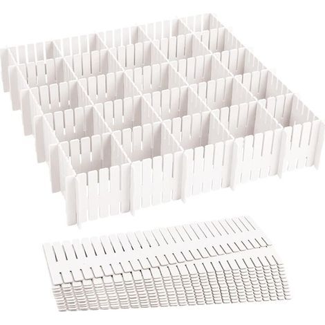 Schrankteiler aus Kunststoff, Schubladenteiler, verstellbares Schubladengitter, 24-teiliges DIY-Schubladenorganizer-Set mit Gittereinsätzen und Schubladenaufbewahrung (1/5)