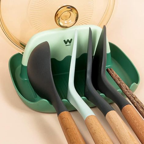 utensil Rest, Lid Rest Holder, Utensil Rest, Kitchen Spoon Rest, Lid Holder, Keep Kitchen Countertops Tidy (green) (1/5)