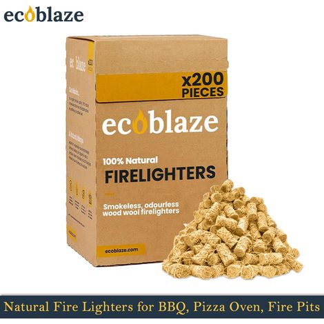 Ecoblaze Natural Firelighters (Box of 200) Wood Wool for Pizza Oven & Fire Pits (1/5)