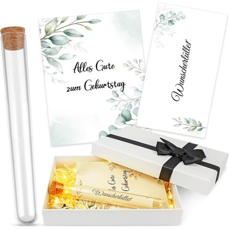 1 coffret cadeau en forme de cœur, boîte kraft 18x12 cm, tube à essai plastique, guirlande LED, raphia, étiquettes bois et carton, papier à vœux (1/5)