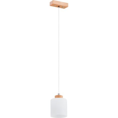 Suspension minimaliste blanc bois métal 1xE27 Alfa EMKA (1/2)