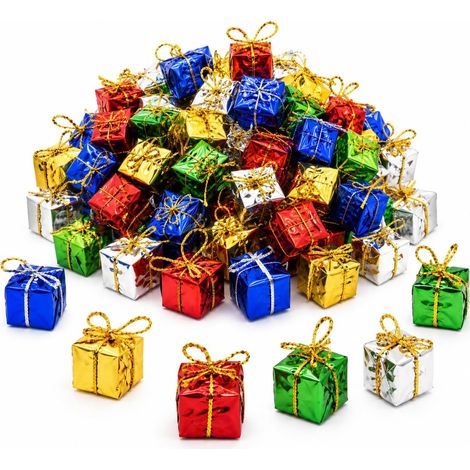 Deco de Noel, Mini Deco Noel, 100 Mini Boîtes Cadeaux, 5 Couleurs (1/5)