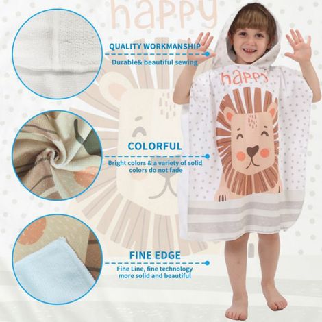 Poncho De Bain Enfant - 75x75 cm - Microfibre - Pour Plage Piscine Salle De Bain - 1 Pièce (1/3)