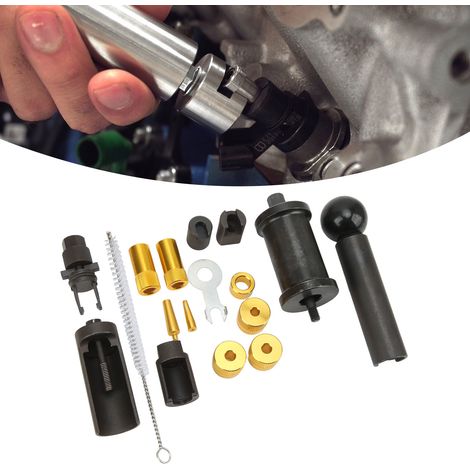 Kit d'extracteurs d'injecteurs 18 pièces, ensemble d'outils pour le retrait/l'installation des joints d'injecteurs pour Audi VW 1.4 1.6 1.8 2.0 2.7 3.0 3.2 3.6 V6 4.2 V8 FSI TSI Essence (VT01365) (Cou (1/5)