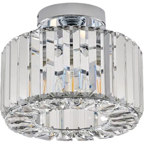 Plafonnier en cristal argenté, lustre de salon moderne E26, plafonnier de chambre Ø240mm, éclairage intérieur pour cuisine, salle à manger