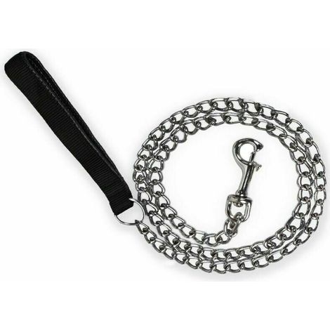 Laisse Chaîne Chien en Acier Laisse du Chien Robuste Poignée en Cuir PU pour Chien 120CM (1/5)