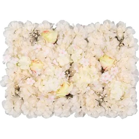 Panel de pared floral, material de seda, decoración versátil para eventos, BLANCO (1/5)