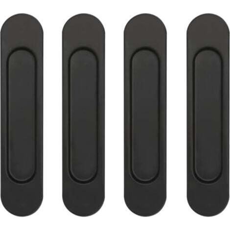 Set di 4 maniglie ovali autoadesive per porte scorrevoli in lega di alluminio nera, non richiedono foratura, per porte scorrevoli, ante di armadi e finestre.